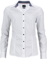 Dámská bílá košile s moderním kontrastem námořnická modrá