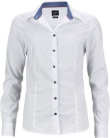 Dámská bílá košile s moderním kontrastem královská modrá