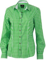 Dámská kostkovaná košile s rolovacím rukávem zelená