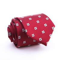 Tmavě červená - hedvábná kravata se vzorem SmartMen