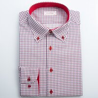 Button-down košeľa kockovaná červená s gombíkmi tón v tóne SmartMen