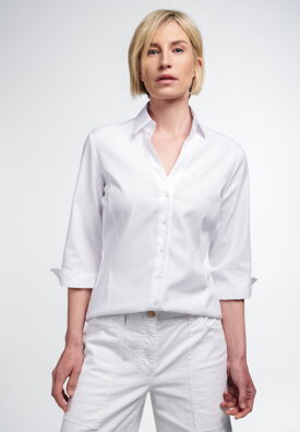 Dámska žakárová biela košeľa s 3/4 rukávom ETERNA 100% bavlna Easy iron
