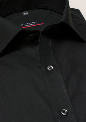 ETERNA Modern Fit čierna košeľa pánska predľžený rukáv Popelín