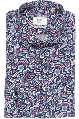 Luxusná pánska košeľa 1863 BY ETERNA Modern Fit Casual košeľa tmavomodrý kvetinový vzor Non Iron
