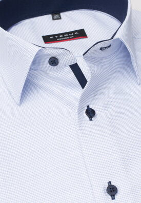 Pánska košeľa ETERNA Modern Fit svetlomodrá s navy kontrastom Non Iron krátky rukáv