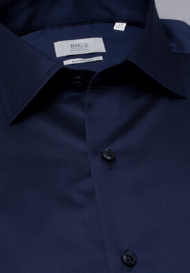 1863 BY ETERNA luxusná keprová košeľa polnočná modrá Modern Fit super soft Non Iron