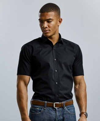 Elastická košeľa krátky rukáv Russell bavlna s vysokým podielom Lycra®