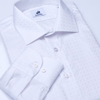 SmartMen biela košeľa s decentným vzorom kára moderný golier Slim fit