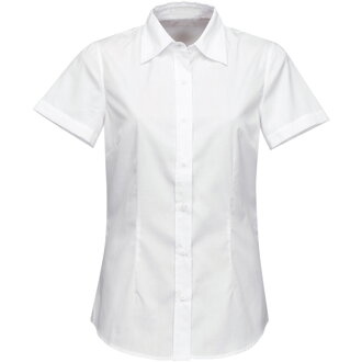Firemná košeľa dámska biela krátky rukáv 100 % bavlna s úpravou pre ľahké žehlenie