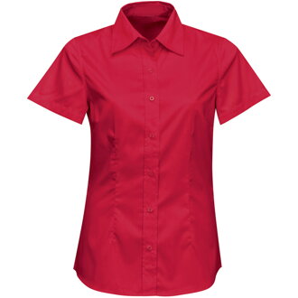 Firemná košeľa dámska červená krátky rukáv 100 % bavlna s úpravou pre ľahké žehlenie