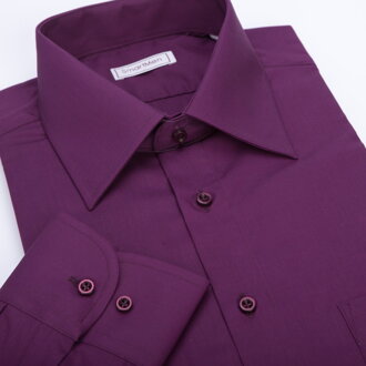 SmartMen jednofarebná fialová party košeľa s dlhým rukávom Regular fit