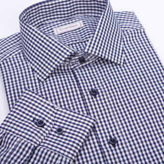 SmartMen pánska košeľa modrá kocka Smart Casual strih Slim fit