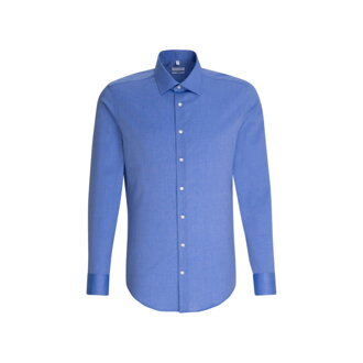 Pánska modrá nežehlivá Slim fit košeľa s dlhým rukávom Seidensticker