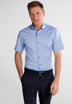 Pánské nežehlivé košile ETERNA Slim Fit krátký rukáv pro muže s průměrnou výškou a štíhlou postavou