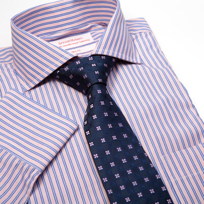 SmartMen pánska košeľa modrý a ružový prúžok s kravatou so vzorom