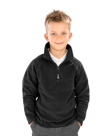 Detský mikrofleecový sveter s 1/4 zipsom z priedušného a recyklovaného materiálu