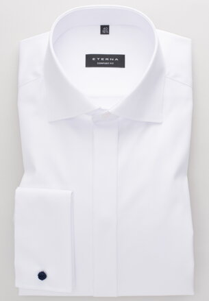 ETERNA Comfort Fit biela nepresvitajúca košeľa Rypsový keper 100% bavlna Non Iron na manžetové gombíky