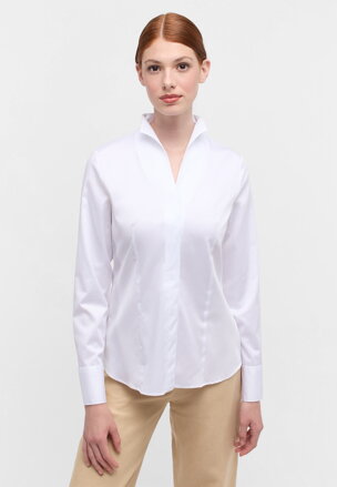 Elegantná dámska biela blúzka ETERNA kalichový golier easy iron