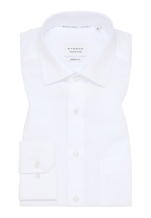 ETERNA Modern Fit biela košeľa pánska dlhý rukáv Popelín s vreckom