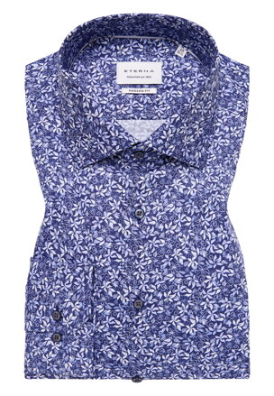 ETERNA Modern fit košeľa kvetinový motív modrá Non Iron