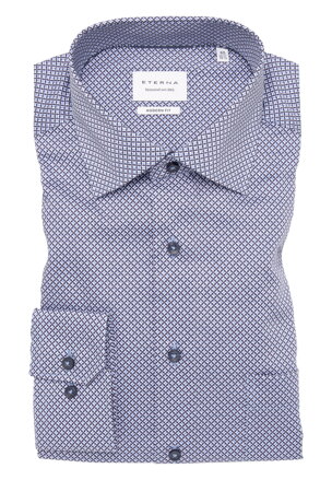 ETERNA Modern fit modrá károvaná košeľa s potlačou Non Iron