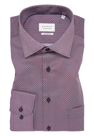 ETERNA Modern fit modrá károvaná košeľa s potlačou Non Iron