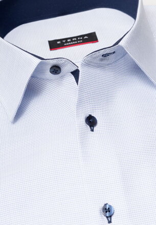 Pánska košeľa ETERNA Modern Fit svetlomodrá s navy kontrastom Non Iron - predľžený rukáv 68 cm