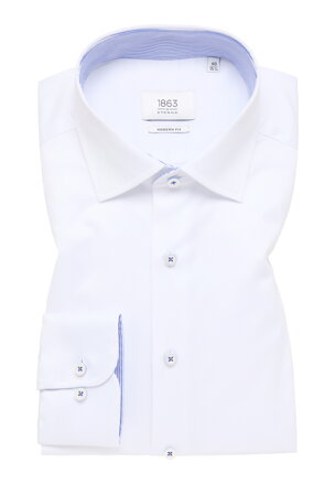 1863 BY ETERNA luxusná keprová košeľa biela Modern Fit super soft Non Iron