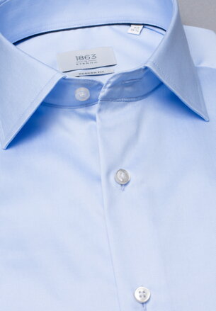 1863 BY ETERNA luxusná keprová košeľa modrá Modern Fit super soft Non Iron