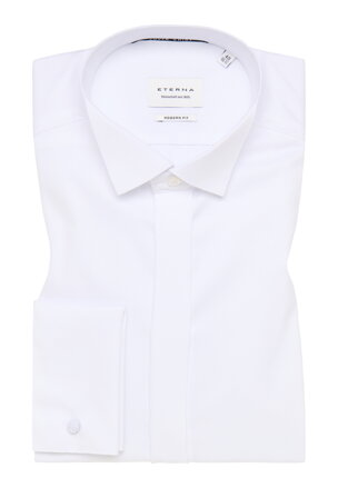 ETERNA Modern Fit fraková biela nepresvitajúca košeľa dlhý rukáv Rypsový keper Non Iron 100% bavlna Francúzska manžeta
