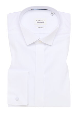 ETERNA Modern Fit fraková biela nepresvitajúca košeľa dlhý rukáv Rypsový keper Non Iron 100% bavlna Francúzska manžeta Cover