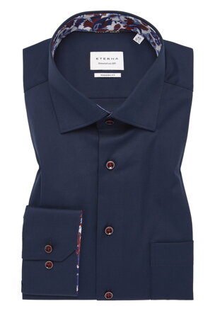 Navy košele ETERNA Modern fit Cover s červeným kontrastom Non Iron