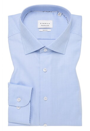 Luxusná pánska košeľa ETERNA Slim fit Herringbone modrá 100 % bavlna Non Iron