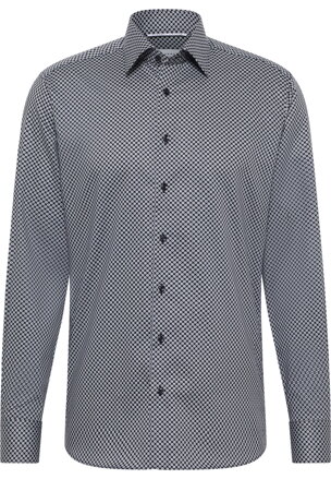 Vzorovaná nežehlivá čierno šedá košeľa ETERNA Modern fit Dynamic cotton