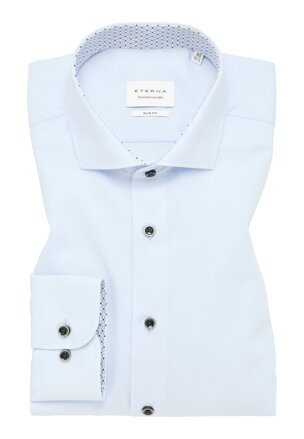 ETERNA Slim Fit svetlo modrá košeľa pánska s kontrastom Popelín Non Iron