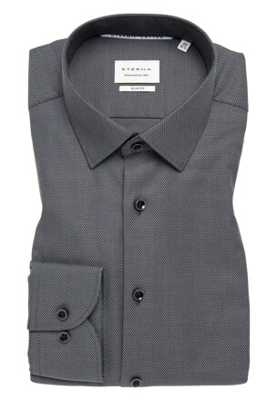 ETERNA Slim fit čierno sivá košeľa s jemnou štruktúrou Non Iron