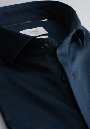 1863 BY ETERNA luxusná pletená pánska košeľa polnočná modrá ETERNA Slim Fit super soft Easy Care