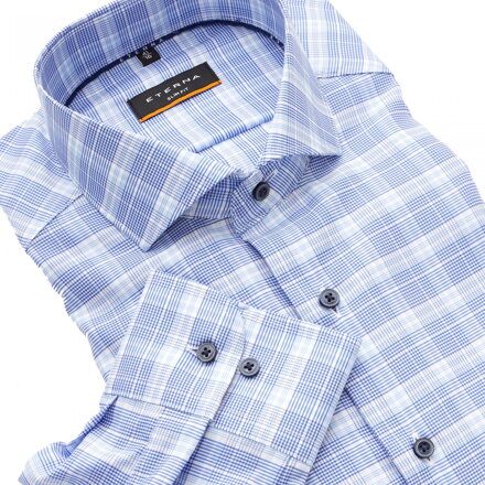 ETERNA Slim Fit Cool pánska košeľa károvaná modrá Non Iron
