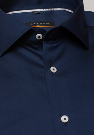 ETERNA Slim Fit pánska strečová košeľa formálna tmavo modrá Navy Easy Care