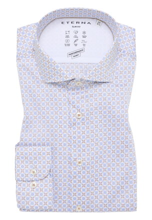 ETERNA Slim fit modro hnedá košeľa streč Performance Easy Iron
