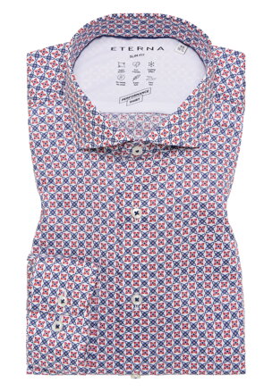 ETERNA Slim fit červeno modrá košeľa streč Performance Easy Iron