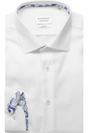 ETERNA Slim fit Oxford biela košeľa s kontrastom Non Iron