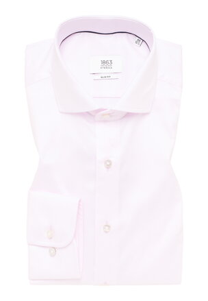 1863 BY ETERNA luxusná keprová košeľa ružová Slim Fit super soft Non Iron