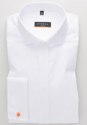 ETERNA Slim Fit biela nepresvitajúca košeľa Cover na manžetové gombíky Non Iron - Skrytá léga