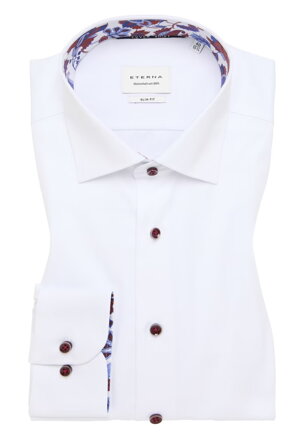 Biela košeľa ETERNA Slim fit Cover s červeným kontrastom Non Iron