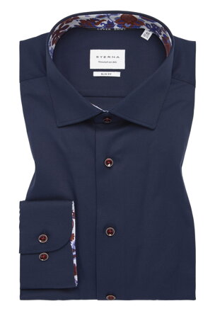 ETERNA Slim fit Navy košeľa Cover s červeným kontrastom Non Iron