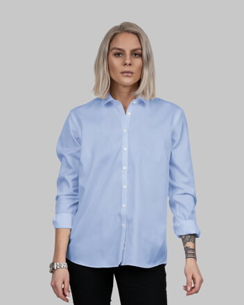 J. Harvest & Frost dámska bavlnená nežehlivá blúzka Relaxed fit modrá