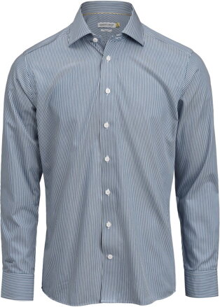 J. Harvest & Frost pánska nežehlivá košeľa s dlhým rukávom Navy prúžok Slim