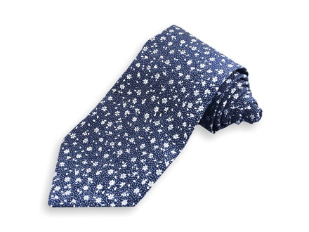 Pánská modrá kravata s květinovým vzorem