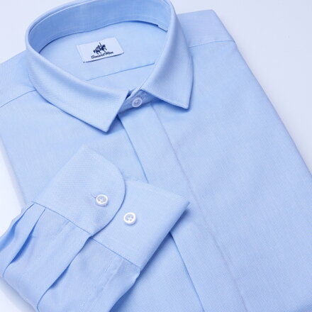 SmartMen svetlo modrá pánska košeľa Royal Oxford Easy Care Mini Kent & skrytá léga strih Slim fit